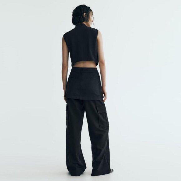ZARA Skirt Over High-Waist Black Cargo Pants Trousers, Size M - Picture 11 of 16